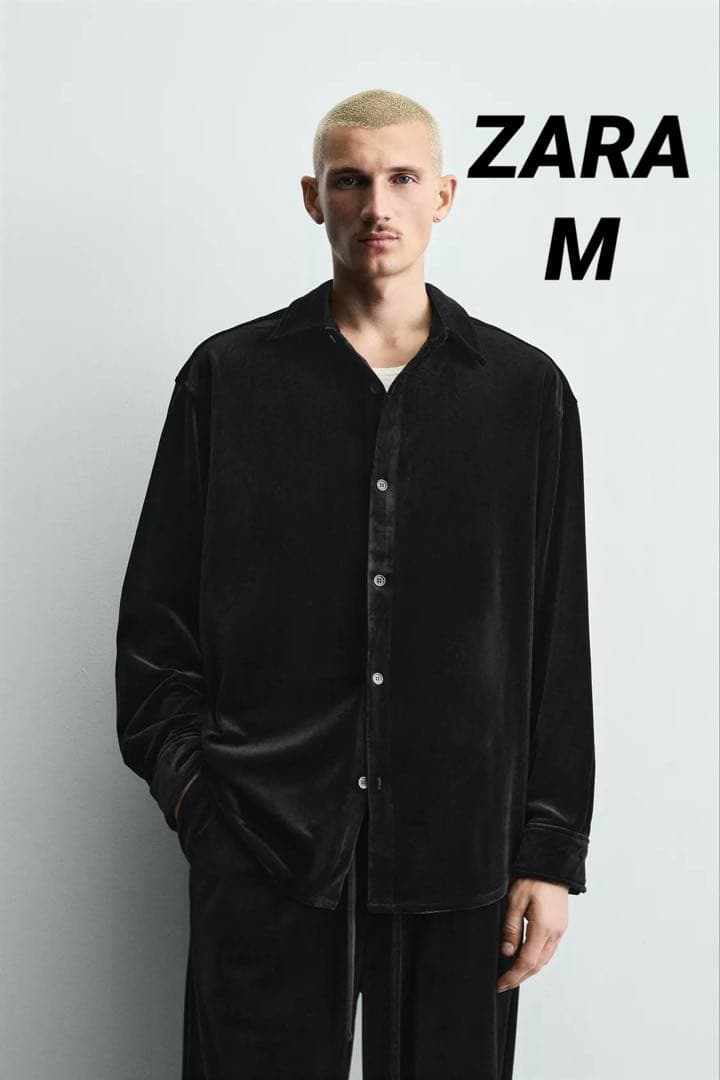 ZARA ザラ ベルベットリラックスフィットシャツジャケット M
