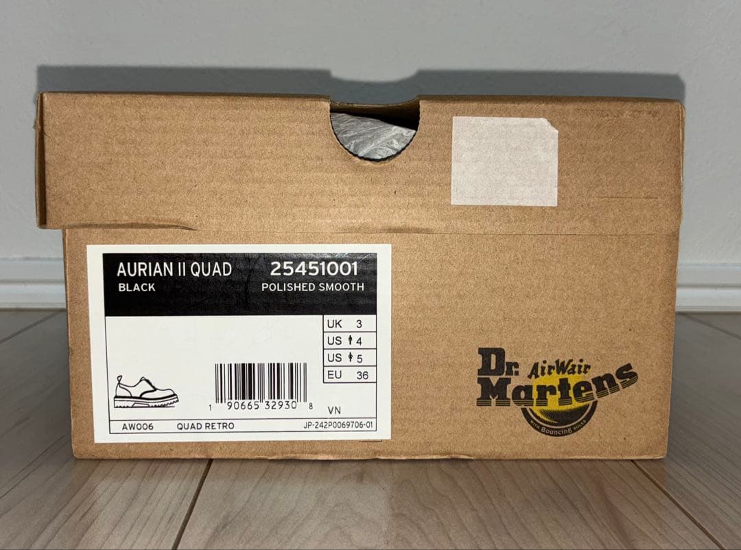 22cm 美品 Dr.Martens AURIAN Ⅱ QUAD ローファー 黒