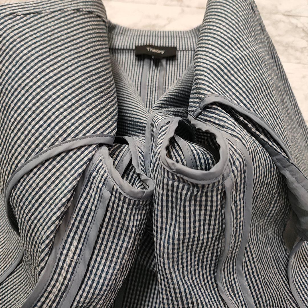 【未使用級】Theory セットアップスーツ シアサッカー チェック ブルー S