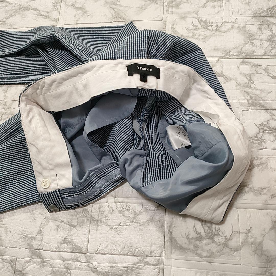 【未使用級】Theory セットアップスーツ シアサッカー チェック ブルー S