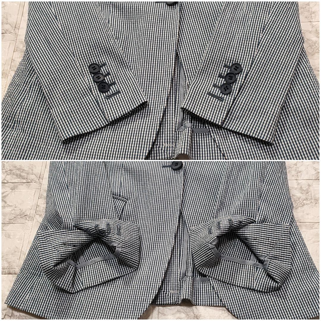 【未使用級】Theory セットアップスーツ シアサッカー チェック ブルー S