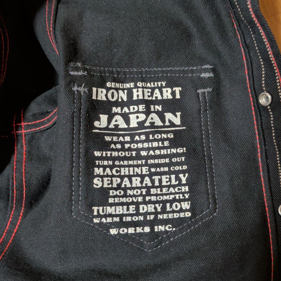 アイアンハート 12OZ ブラックウォバッシュ ウエスタンシャツ　XS
