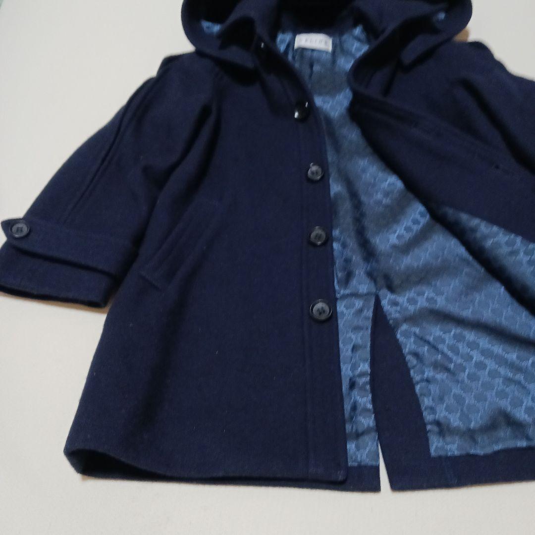 CELINE 美品ネイビー フード付きウールコート110