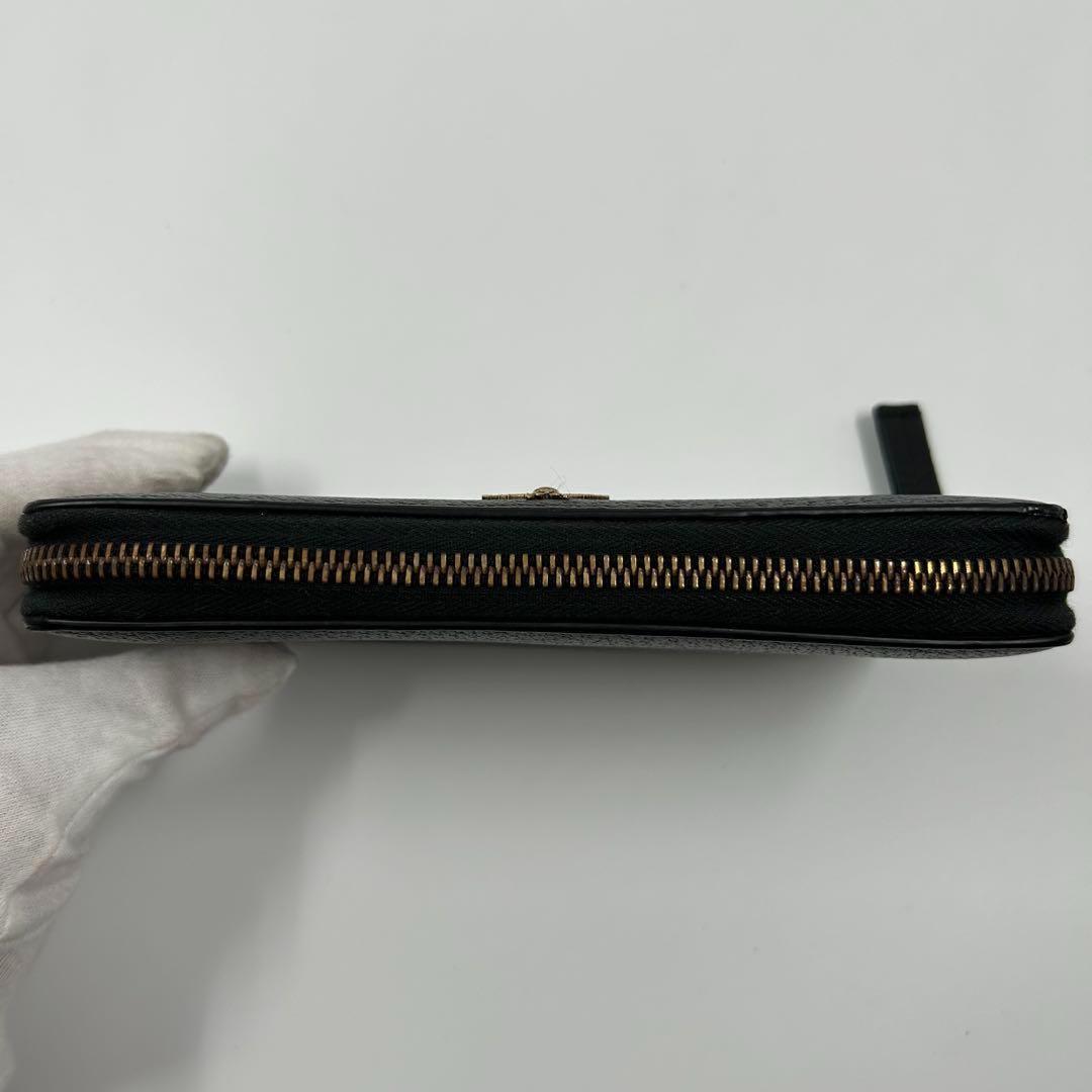 【GUCCI】長財布 メタルビー 蜂 ラウンドファスナー アニマリエ レザー 黒