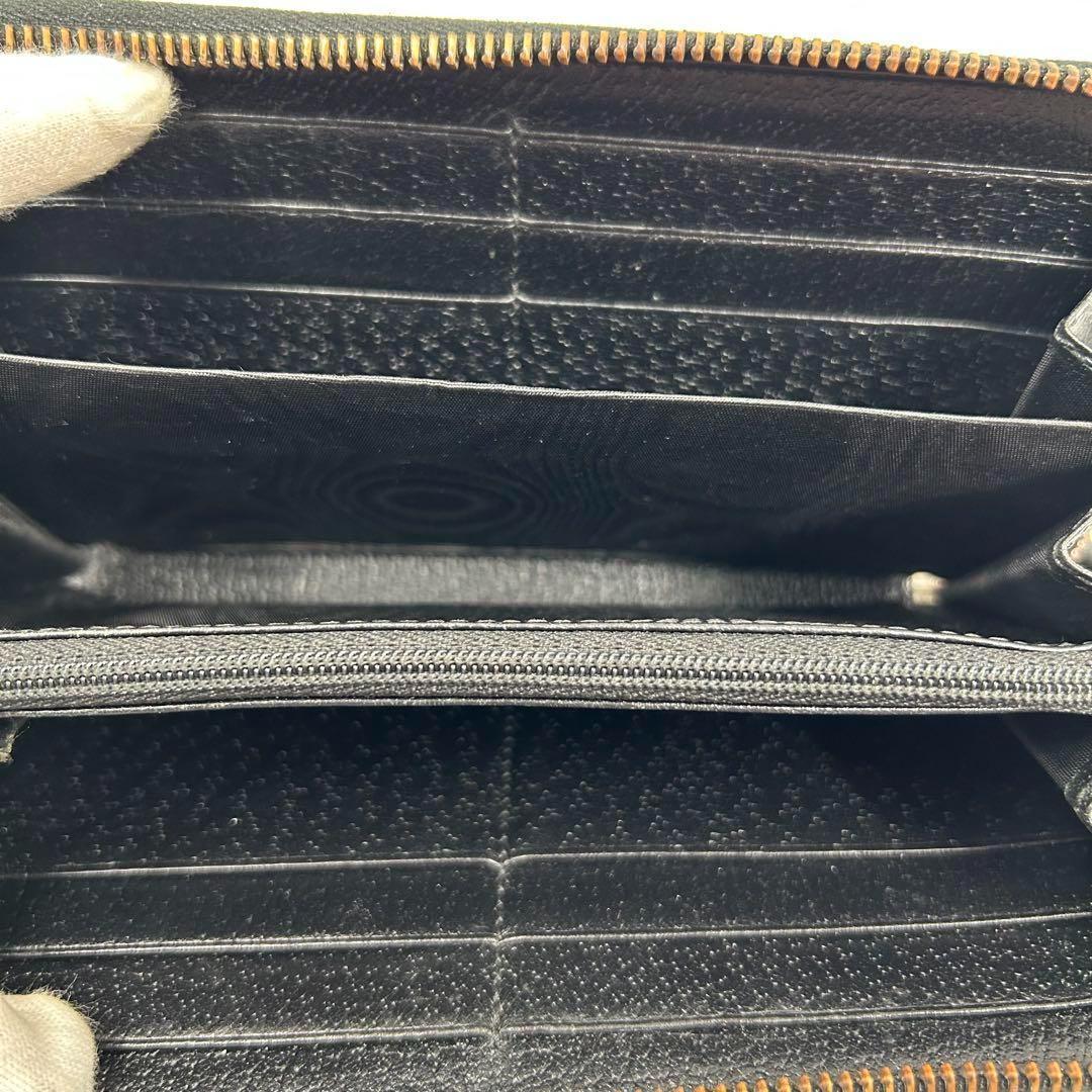 【GUCCI】長財布 メタルビー 蜂 ラウンドファスナー アニマリエ レザー 黒