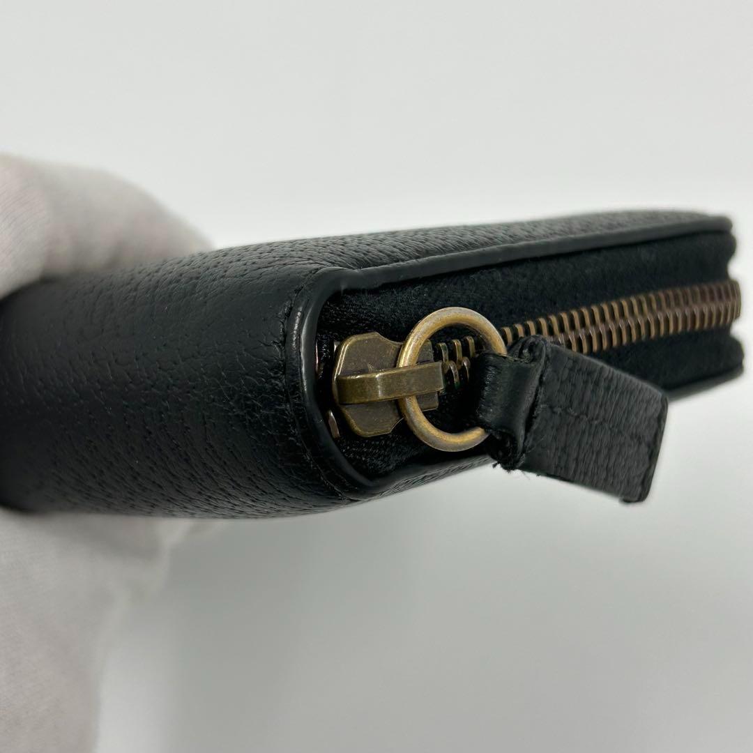 【GUCCI】長財布 メタルビー 蜂 ラウンドファスナー アニマリエ レザー 黒