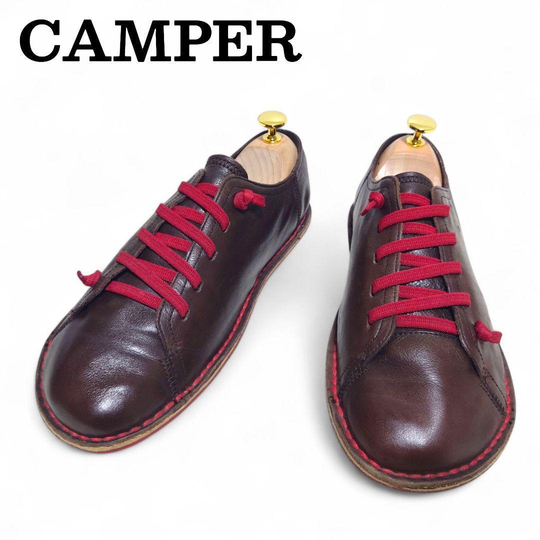 カンペール PEU CAMI ペウカミ レザー シューズ 40 ゴム紐 ブラウン