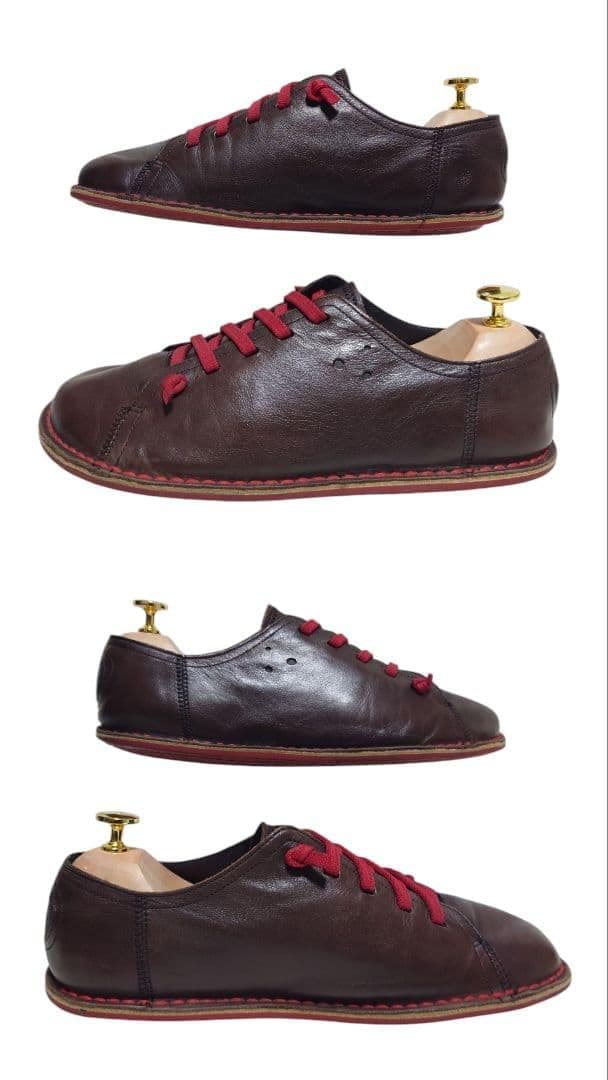 カンペール PEU CAMI ペウカミ レザー シューズ 40 ゴム紐 ブラウン