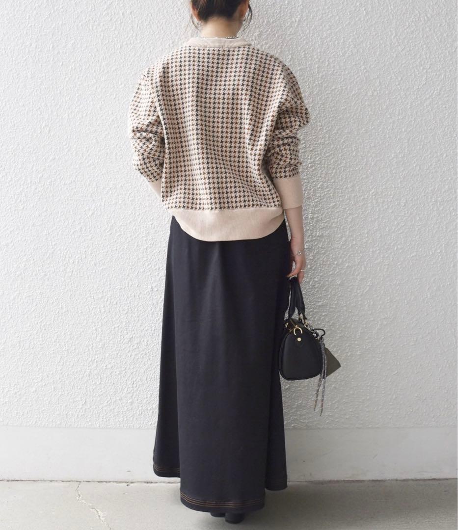 SHIPSany 手洗い可モールヤーン クルーネック ロゴ 千鳥柄 プルオーバー