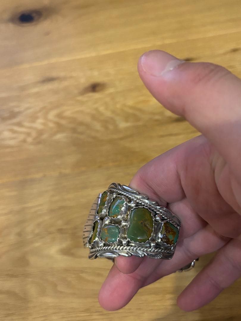 スターリングシルバー バングル　時計 ナバホ族　ターコイズ