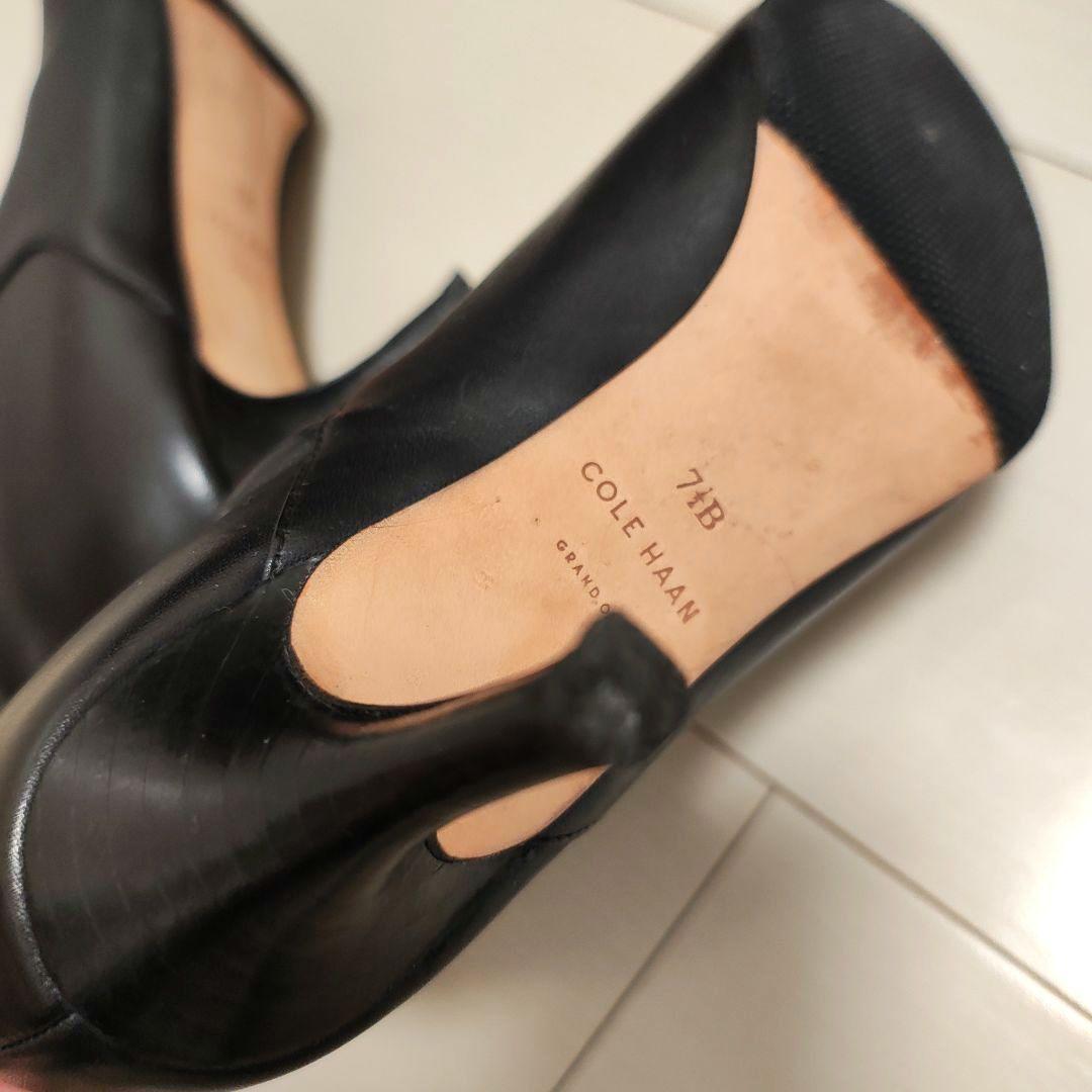 【人気商品】コールハーン　レザー　ポインテッド　ピンヒール　ロングブーツ 黒