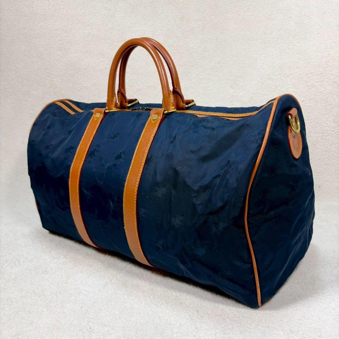 【美品✨】ハンティングワールド　ボストン 紺　総柄　バチュークロス　2way