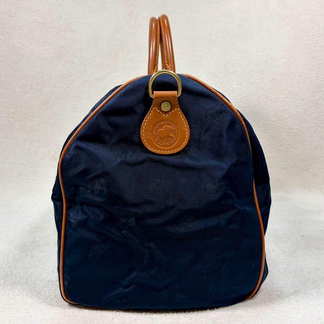 【美品✨】ハンティングワールド　ボストン 紺　総柄　バチュークロス　2way