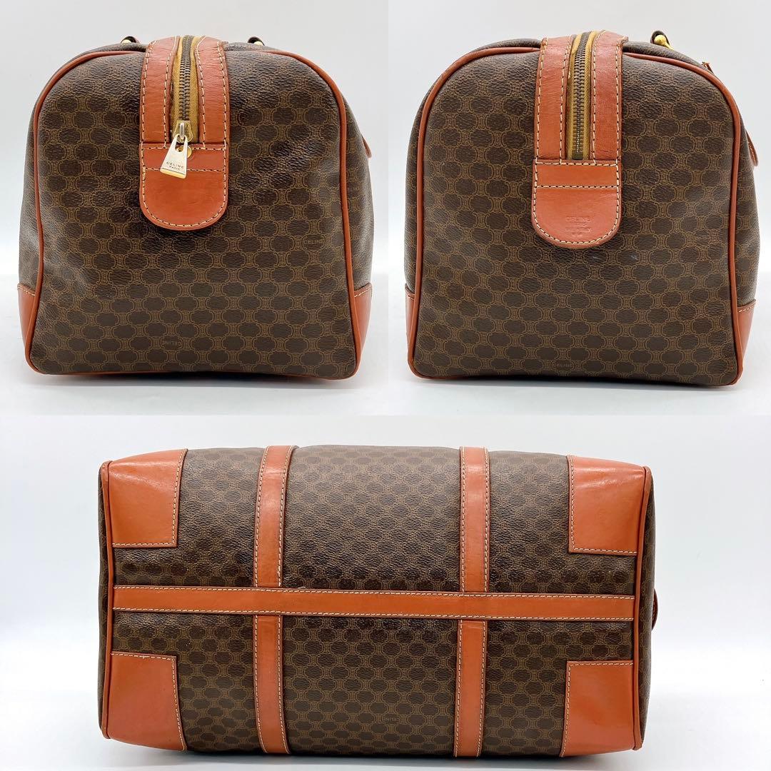 【CELINE】ボストンバッグ　旅行鞄　マカダム柄　PVC ダークブラウン.