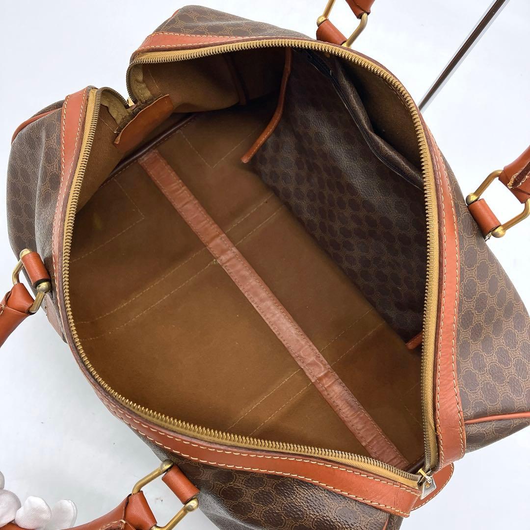 【CELINE】ボストンバッグ　旅行鞄　マカダム柄　PVC ダークブラウン.