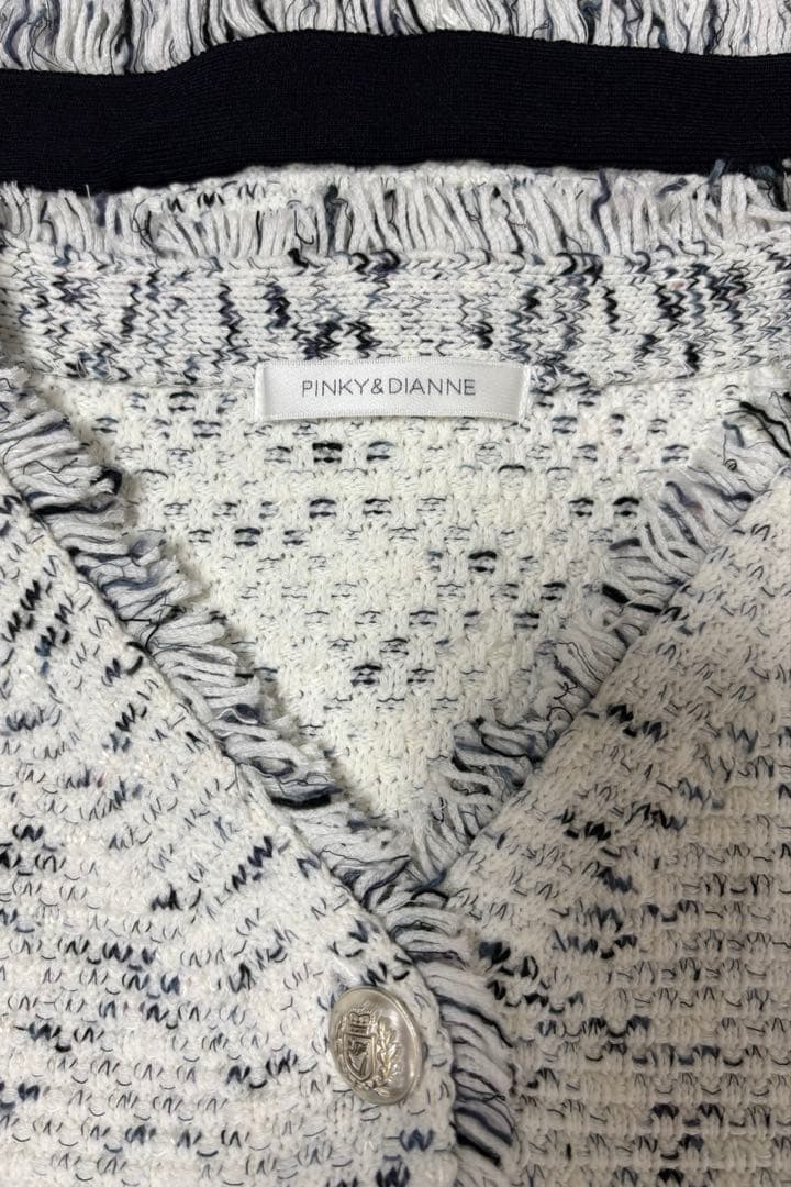 ピンキーアンドダイアン◆カスリツイードカーディガン ホワイト 38