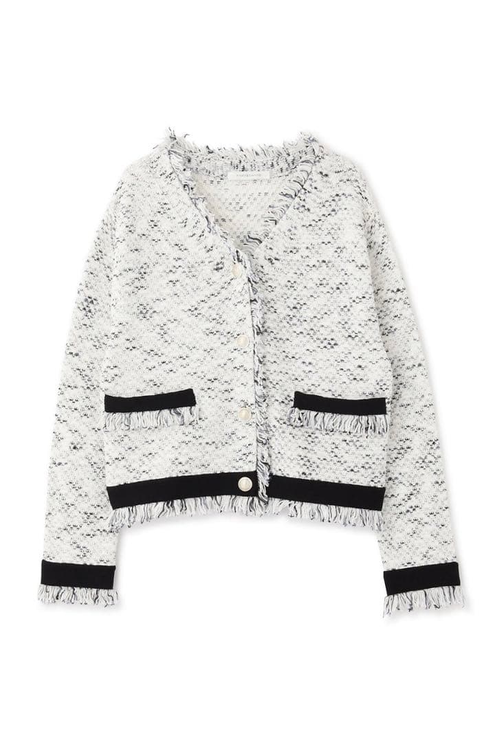 ピンキーアンドダイアン◆カスリツイードカーディガン ホワイト 38