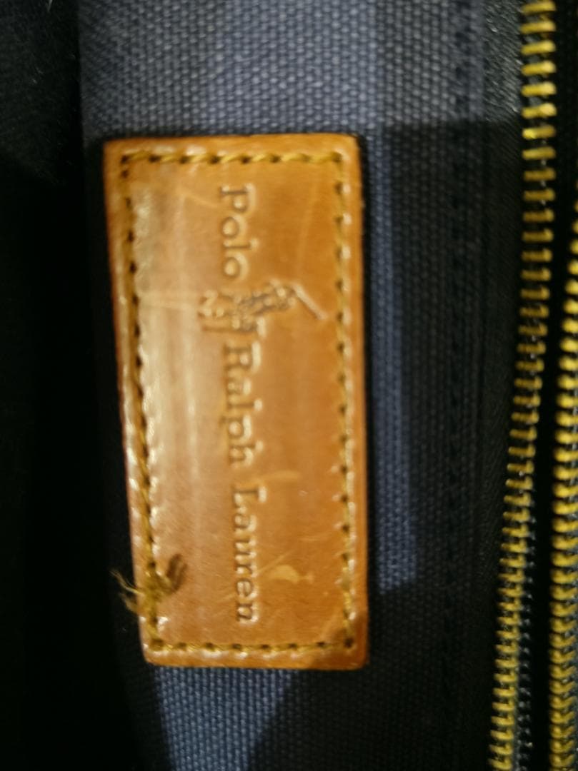 Polo Ralph Lauren ボストンバッグ ナイロン レザー刺繍クマ