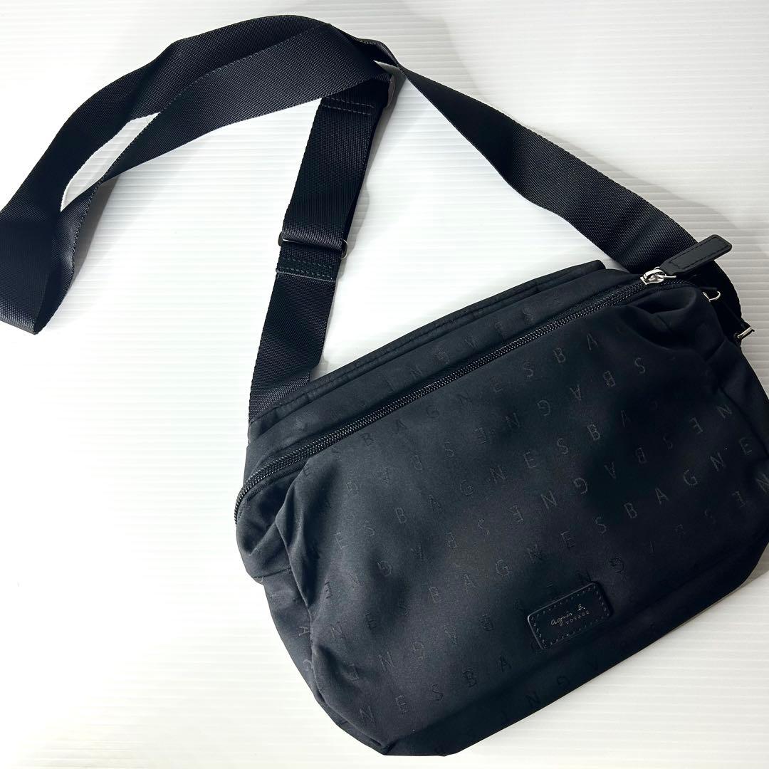 大人気 美品☆agnes b VOYAGE ショルダー マザーズバッグ 文字ロゴ