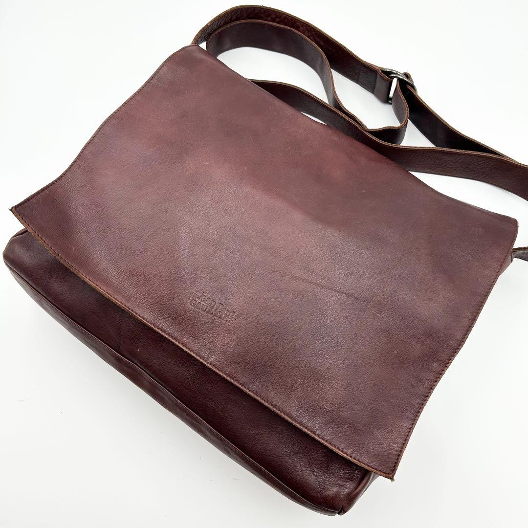 希少✨ ジャンポールゴルチエ メッセンジャーバッグ 斜め掛け A4収納可 レザー