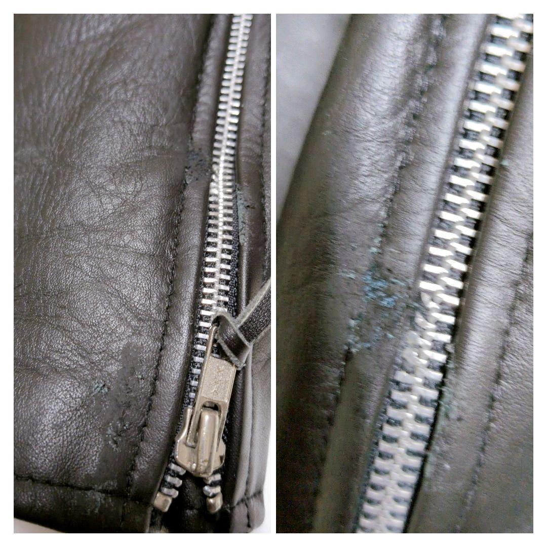 ヴィンテージ ダブル ライダース ジャケット 裏地赤 キルティング レザー S