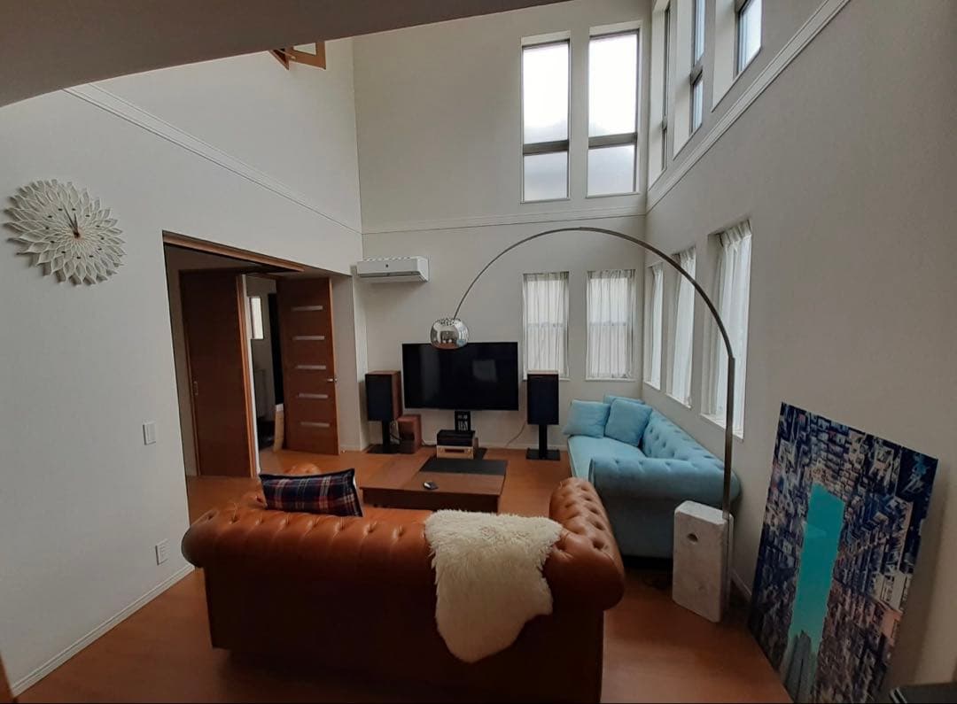 渡部　引き取り　チェスターフィールド　水色 クラシックソファ 3人掛け