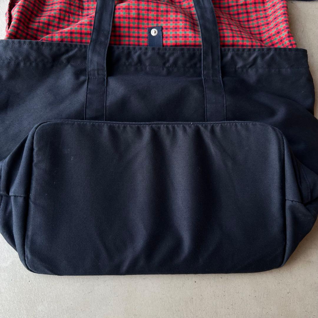【familiar】ファミリア　マザーズバッグ　ネイビー　赤チェック