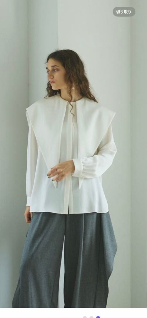 Cygne ホワイト 長袖シャツ ロングセーラーブラウス