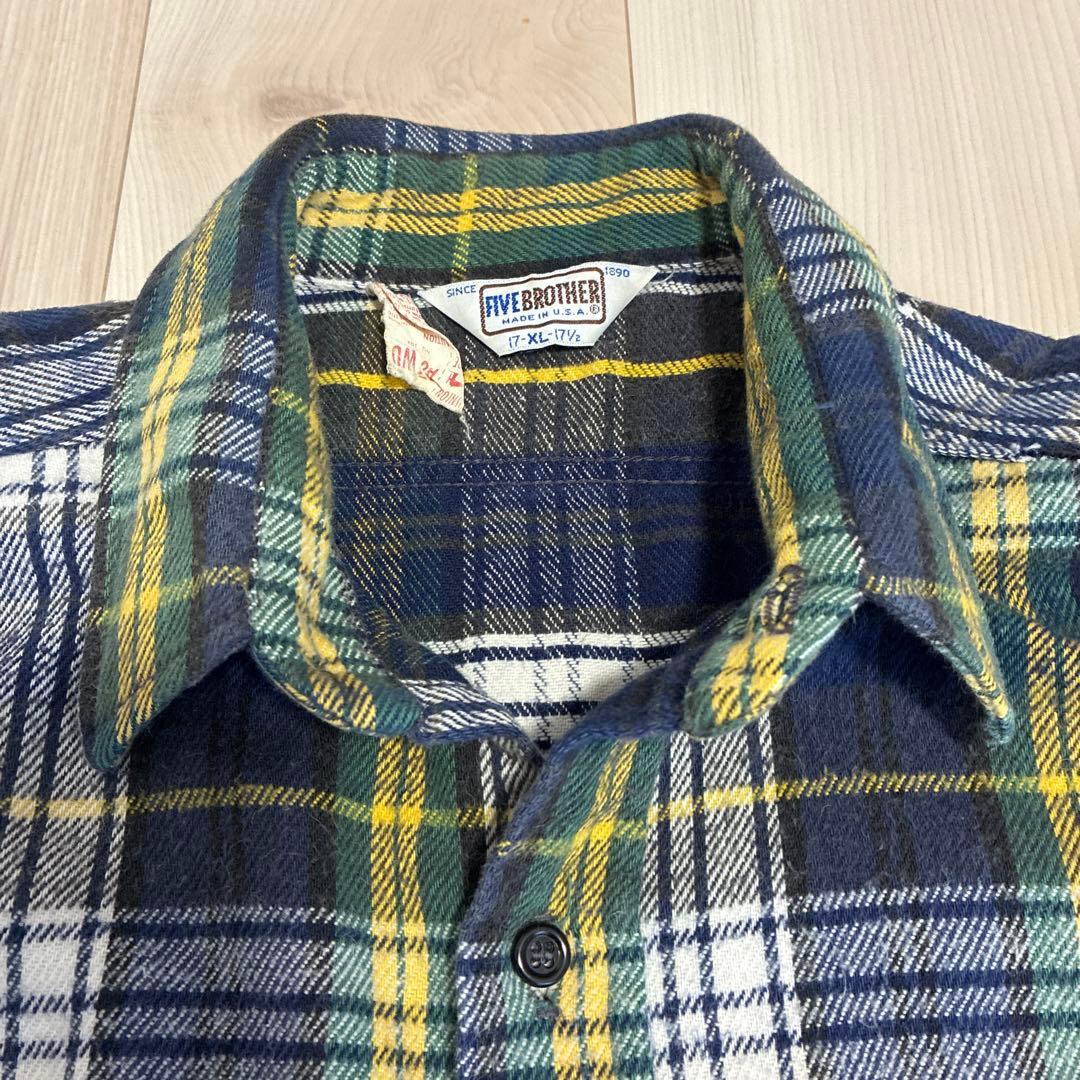 アメ製　FIVE BROTHER 長袖ネルシャツ XL