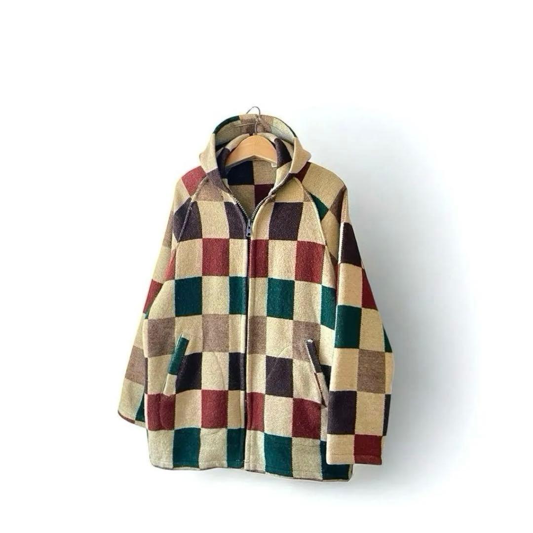 70s unknown マルチカラー ウール パーカー Woolrich