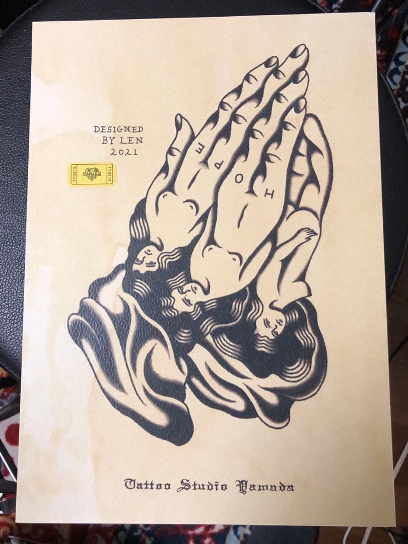 TATTOO FLASH POSTER【 Praying Hands 】