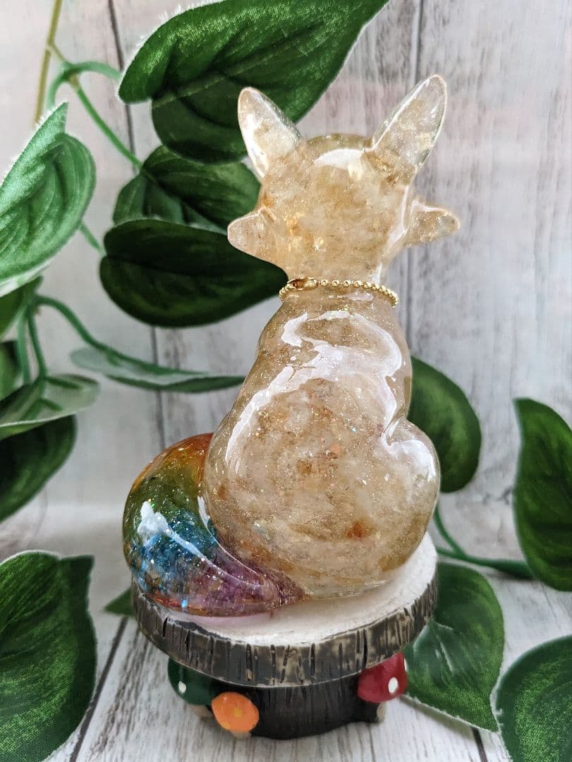 【Milky】虹色しっぽ！シトリンのきつねさん形オルゴナイト☆他２点