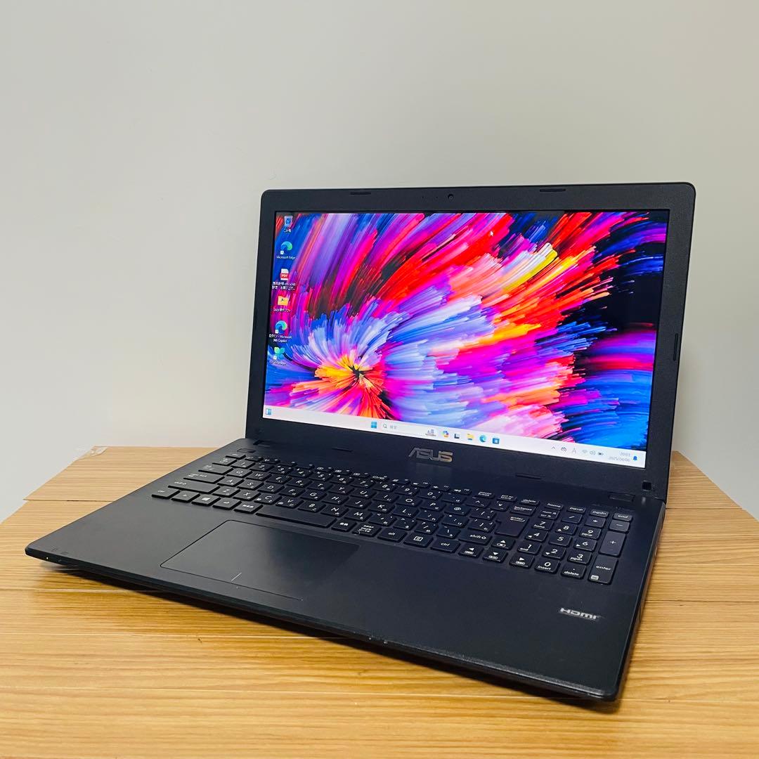 ASUSブラックノートパソコン SSDオフィスDVD カメラ　Wi-Fi
