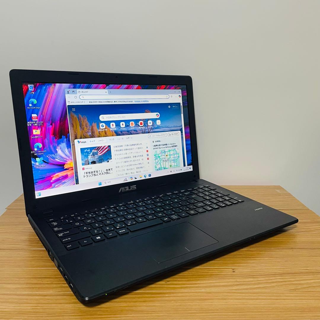 ASUSブラックノートパソコン SSDオフィスDVD カメラ　Wi-Fi