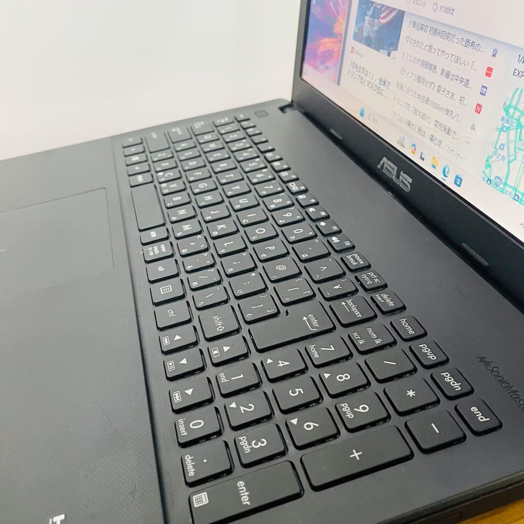 ASUSブラックノートパソコン SSDオフィスDVD カメラ　Wi-Fi