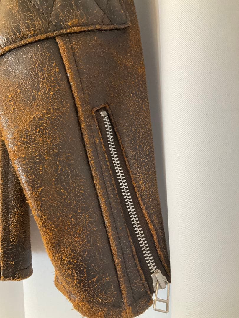 ※ nomiy※ブラウンレザージャケット　ビンテージ加工　M65