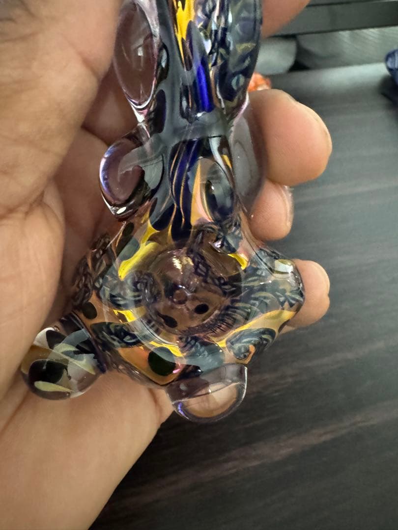 工芸品 Gold blue lumpy pipe