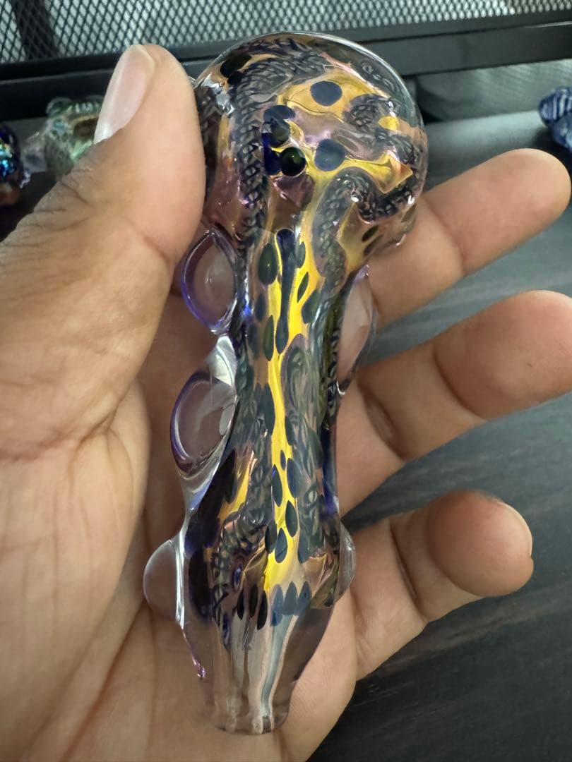 工芸品 Gold blue lumpy pipe