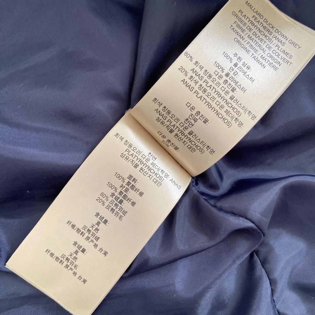 かわいいウサギBurberry ロングダウンコート　濃紺　メガチェック　M