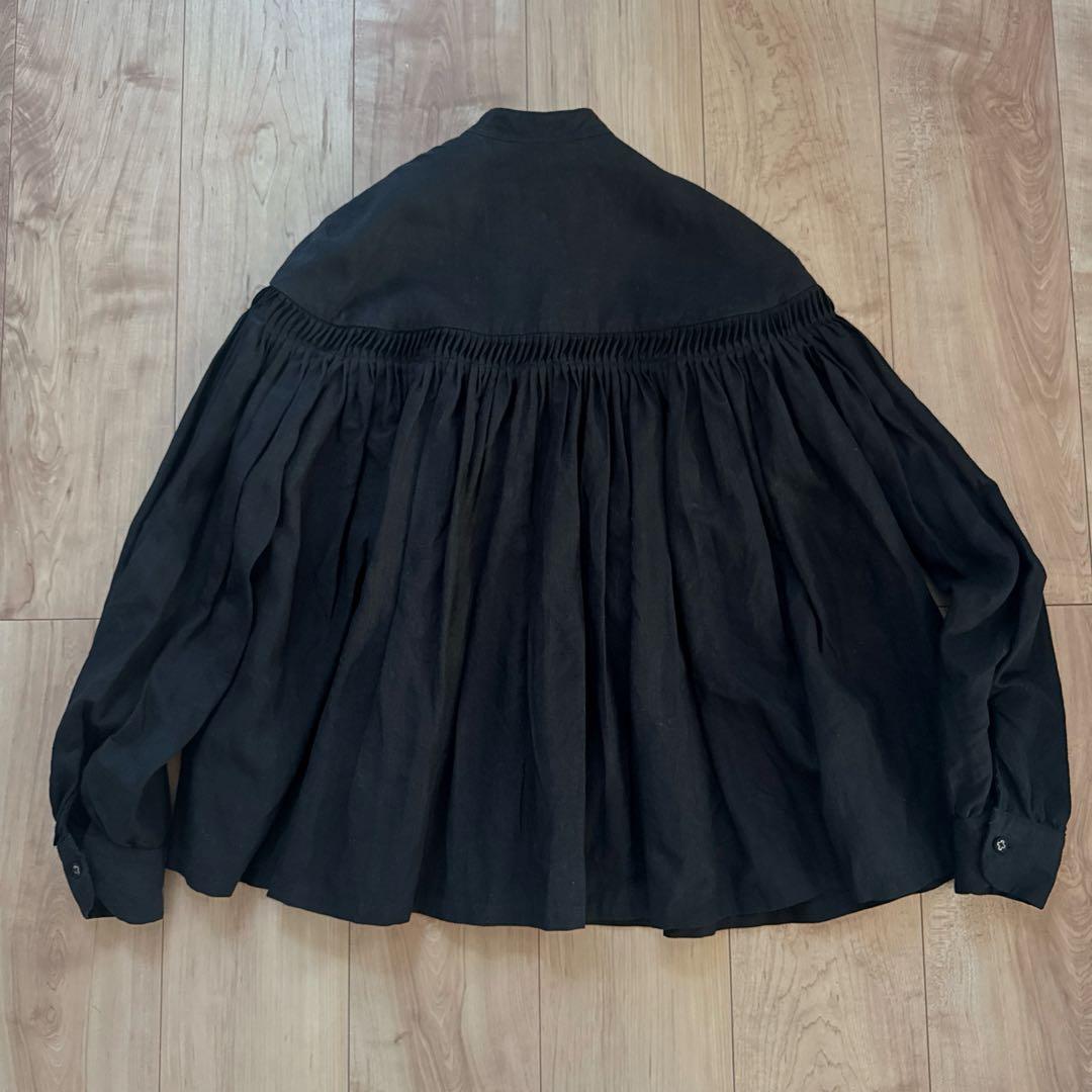 Scye 高密度リネンピンタックブラウス ブラック サイズ38