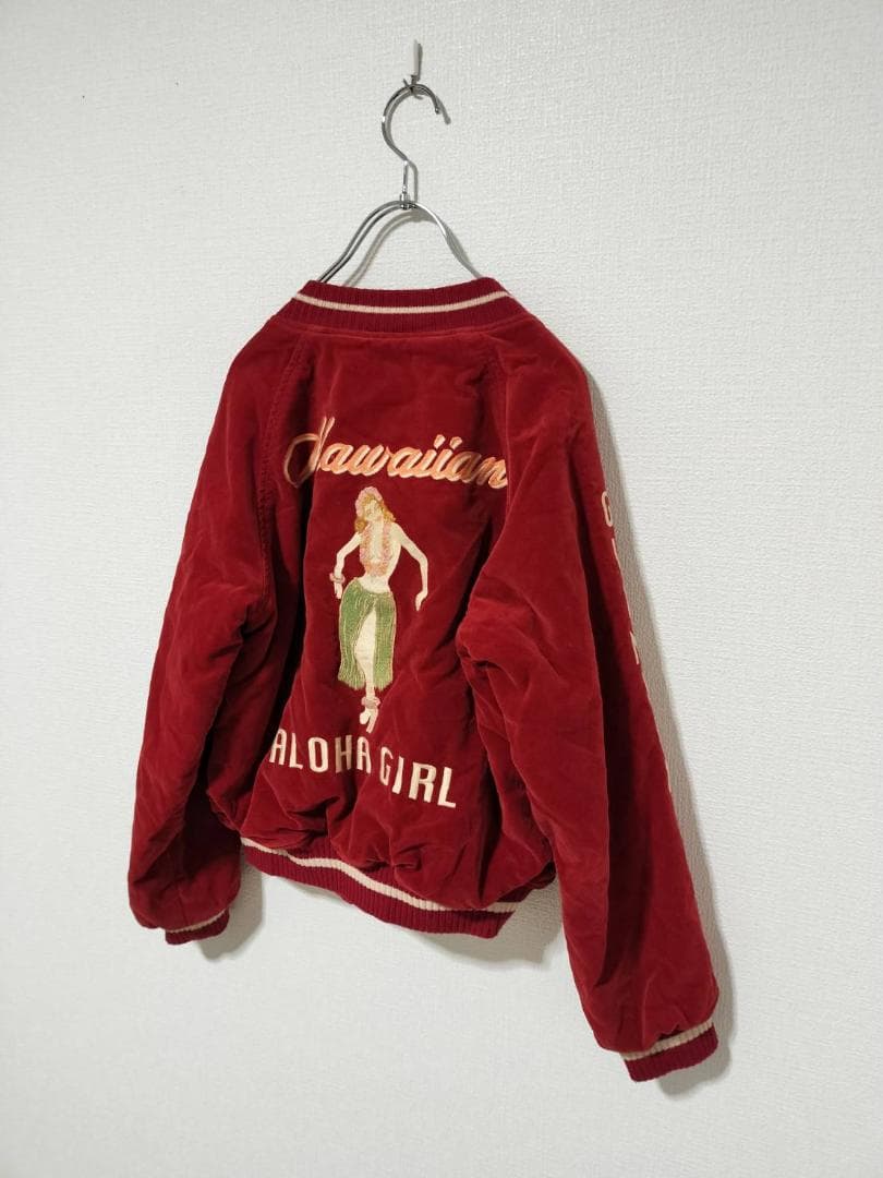 ヒステリックグラマー ベロア リバーシブルスカジャン リネン混 日本製 刺繍 M