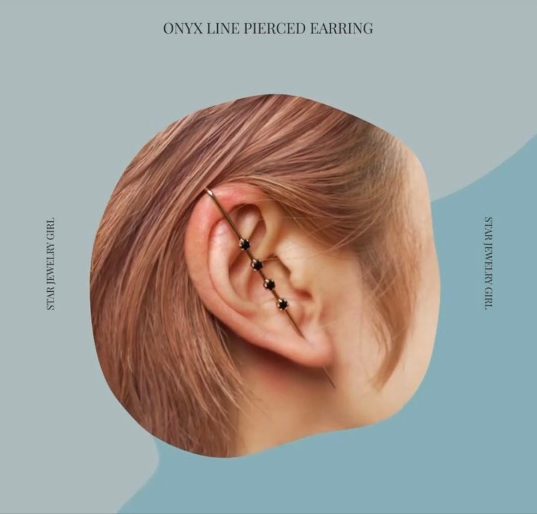 STAR JEWELRY girl K10ゴールド オニキス ラインピアス