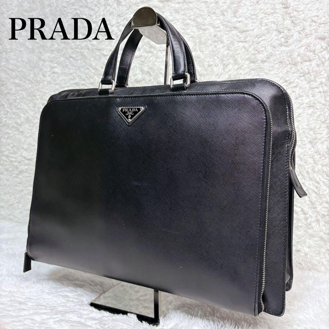 【極美品】PRADA ビジネスバッグ A4収納 ブリーフケース 正規品 三角ロゴ