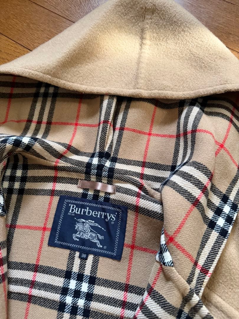バーバリーズ ロングダッフルコート カシミヤ ダブルフェイス ノバチェック 38