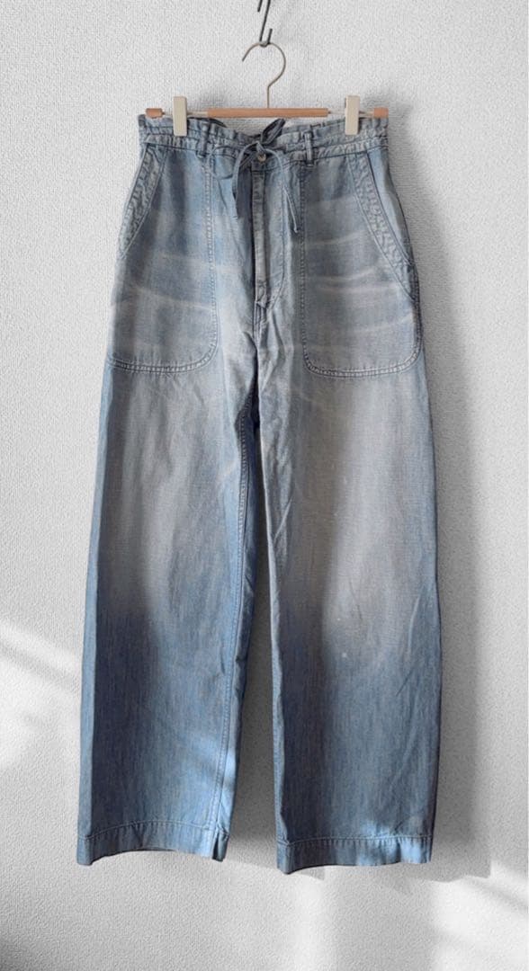 希少　45rpm コットンサイドシームレスドロストデニムパンツ　ギマダンガリー