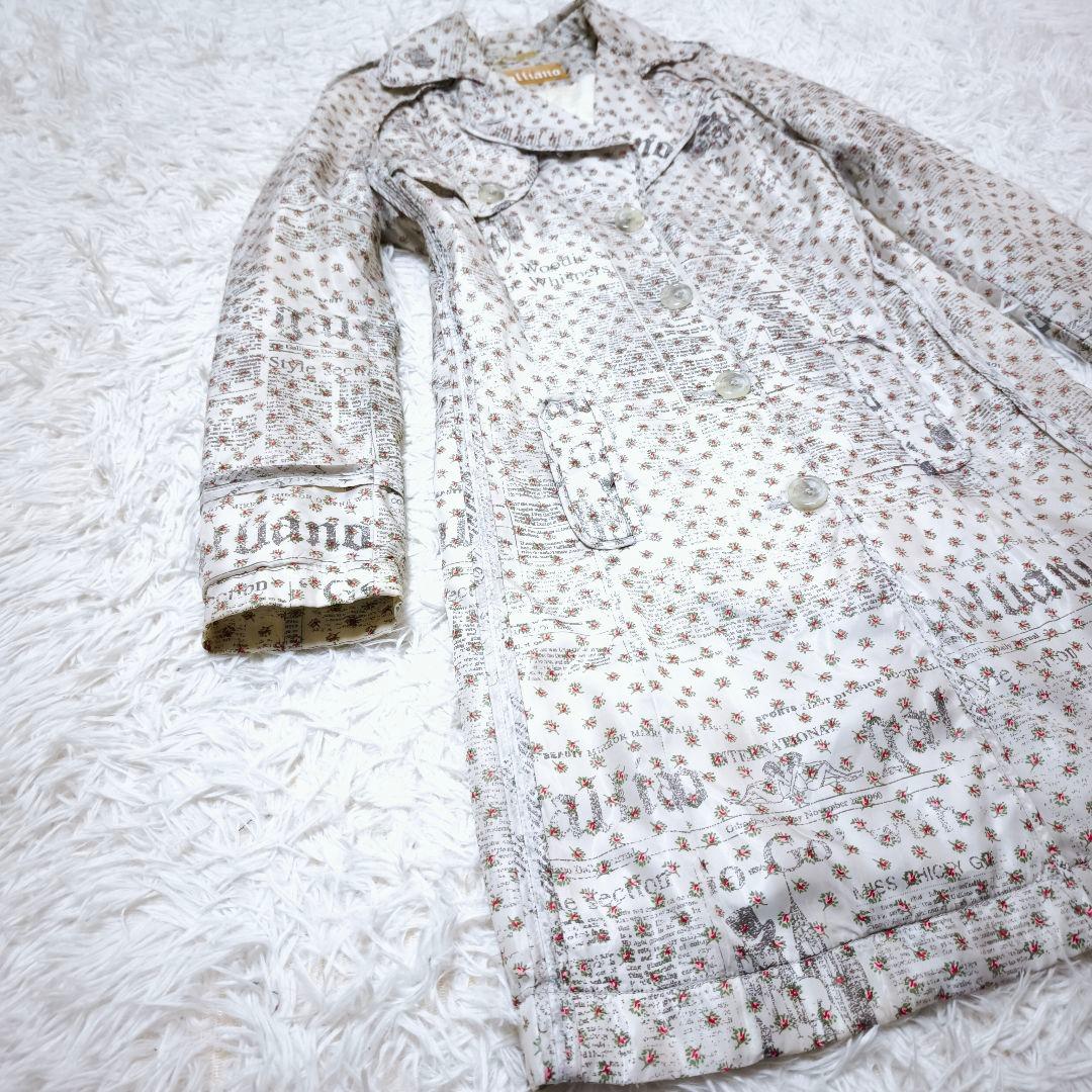 【美品】 ガリアーノ galliano 総柄 中綿 ロングコート 38 M 白