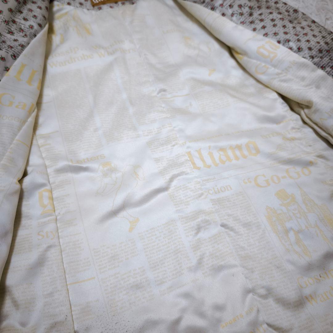 【美品】 ガリアーノ galliano 総柄 中綿 ロングコート 38 M 白