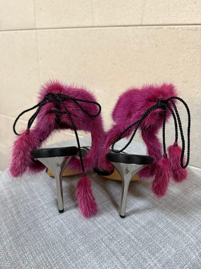 Rene Caovillaパープル ファー サンダル訳あり