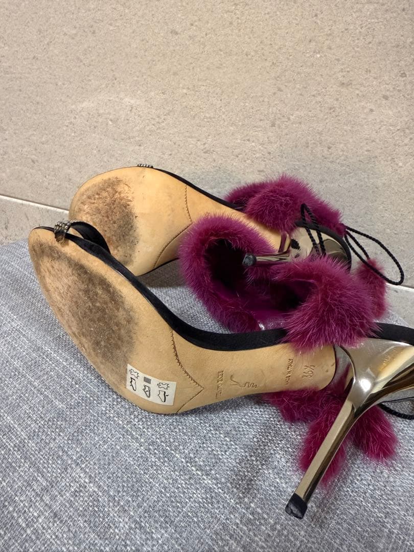 Rene Caovillaパープル ファー サンダル訳あり