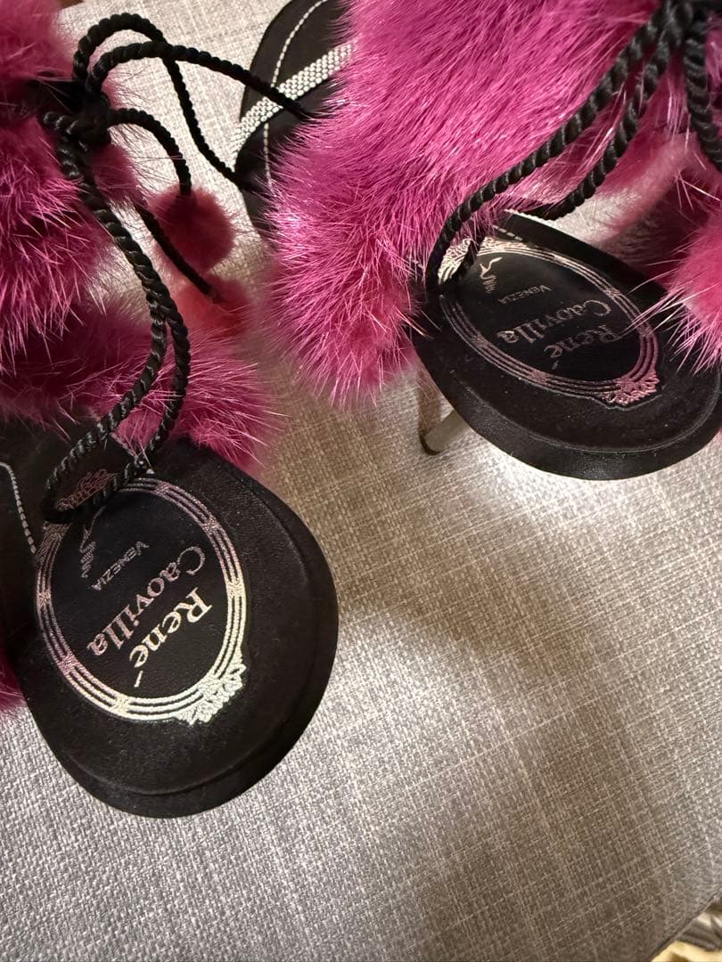 Rene Caovillaパープル ファー サンダル訳あり
